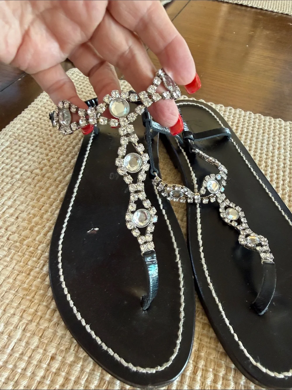 K Jaques Rhinestone Sandals Made in Italy Sz 40